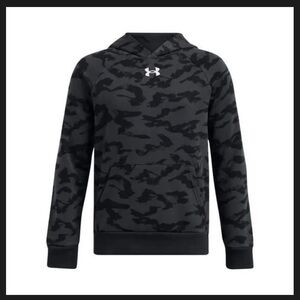 Under Armour Boys' Rival Printed Hoodie Black/Anthracite/White, Medium - Boy's